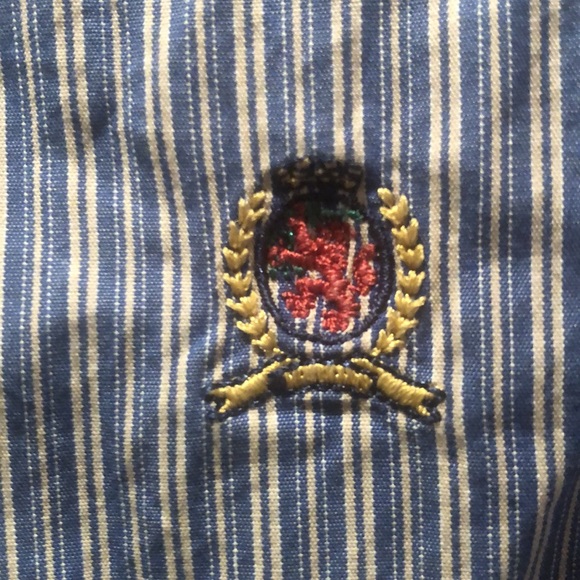 Tommy Hilfiger Men’s XL Short Sleeve Shirt Blue and White Stripes - Picture 5 of 5